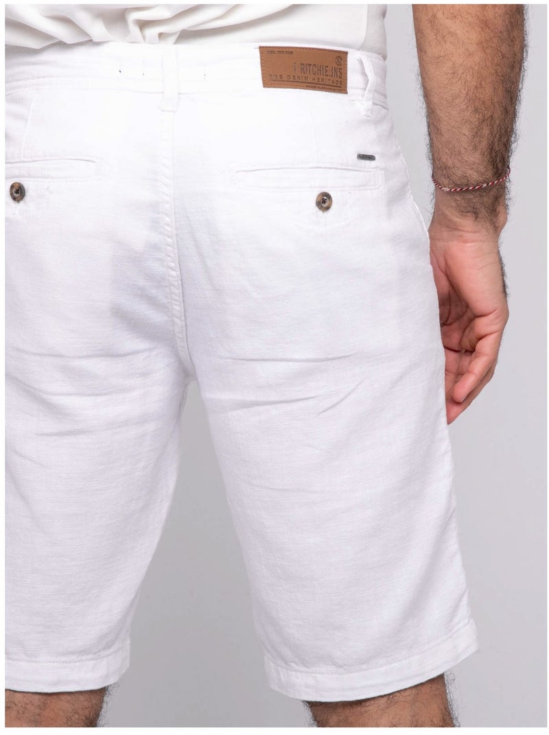 Bermuda de algodón slub BELKINO Blanco - Kiabi