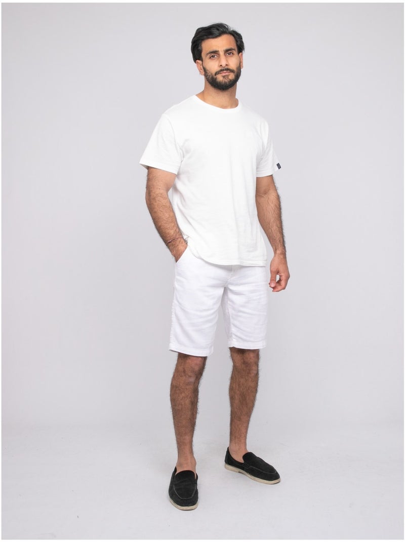 Bermuda de algodón slub BELKINO Blanco - Kiabi
