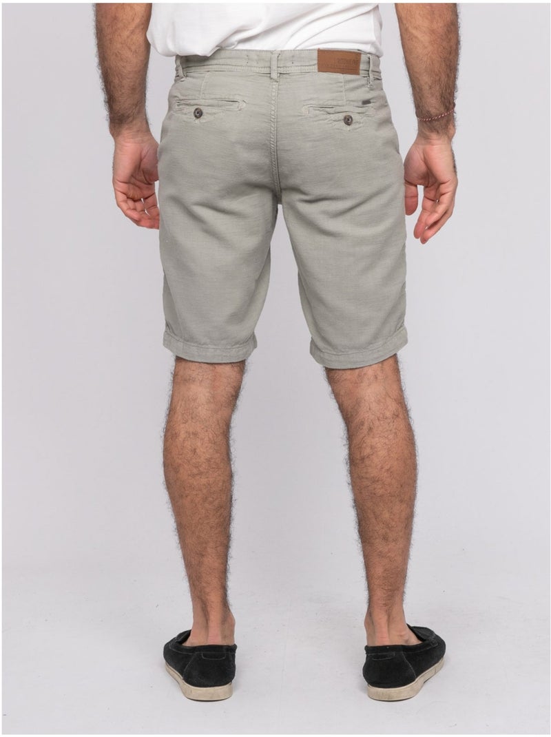 Bermuda de algodón slub BELKINO Verde claro - Kiabi