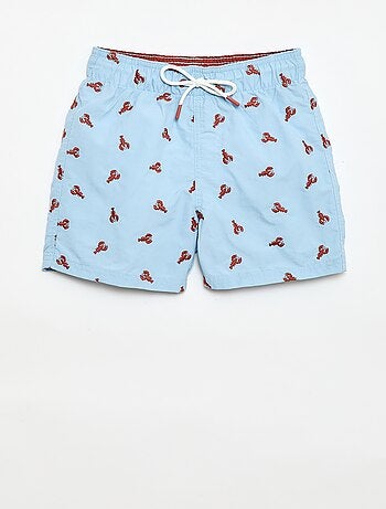 Bermuda de baño estampado integral con motivos tropicales