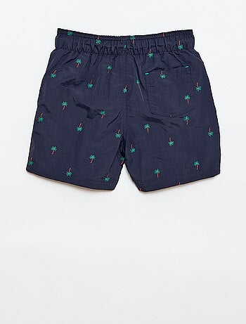 Bermuda de baño estampado integral con motivos tropicales