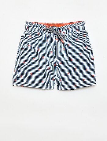 Bermuda de baño estampado integral con motivos tropicales