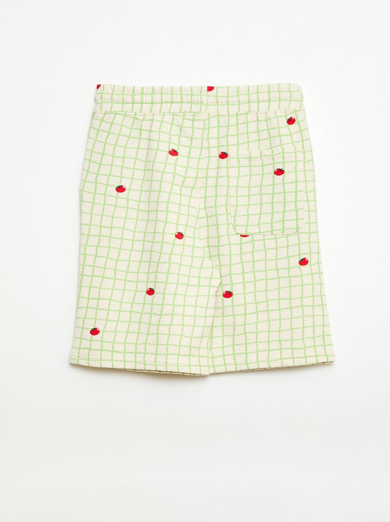 Bermuda de felpa con estampado y 2 bolsillos Verde - Kiabi
