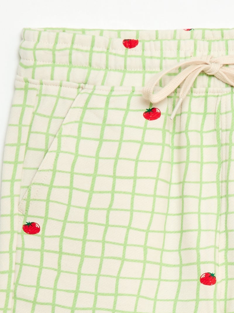 Bermuda de felpa con estampado y 2 bolsillos Verde - Kiabi