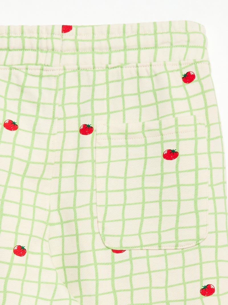 Bermuda de felpa con estampado y 2 bolsillos Verde - Kiabi