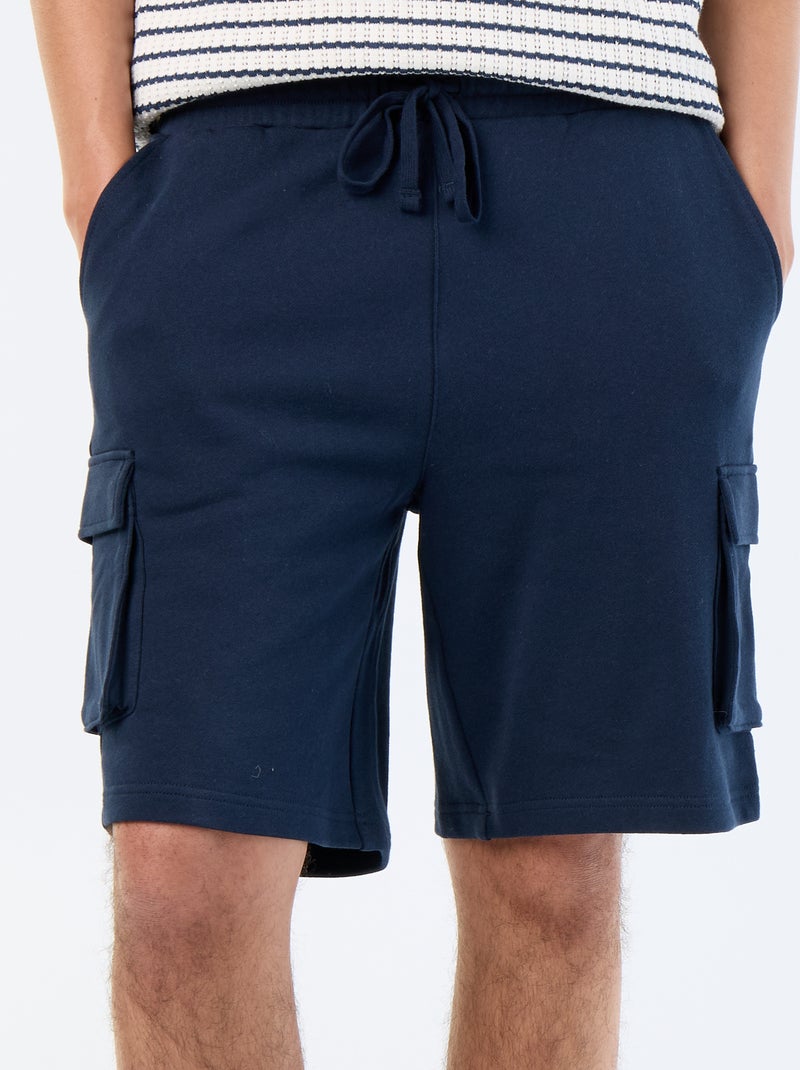 Bermuda de felpa ligera con bolsillos de solapa Azul - Kiabi