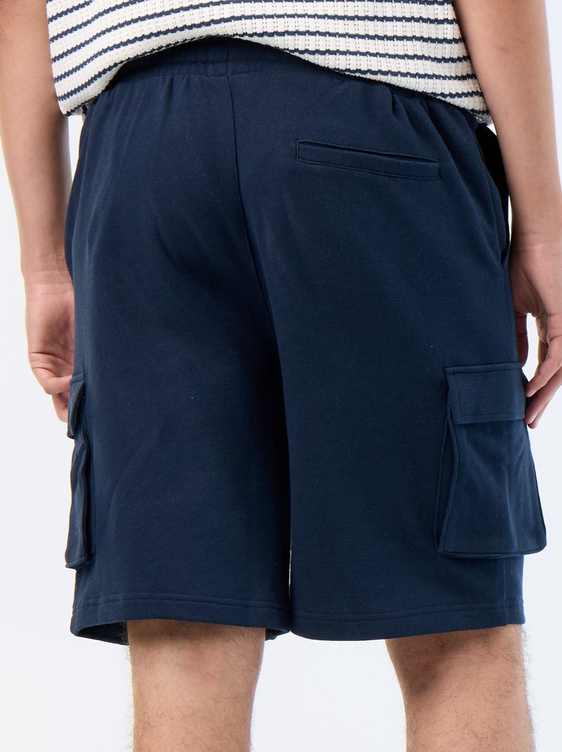 Bermuda de felpa ligera con bolsillos de solapa Azul - Kiabi