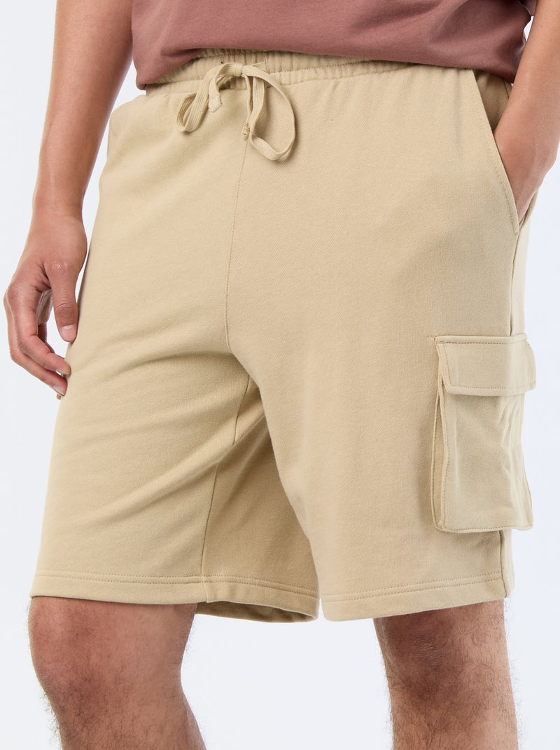 Bermuda de felpa ligera con bolsillos de solapa Beige - Kiabi