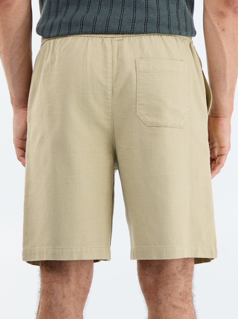 Bermuda de felpa ligera con cordones ajustables Beige - Kiabi