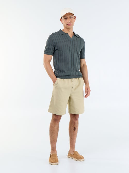 Bermuda de felpa ligera con cordones ajustables - Kiabi