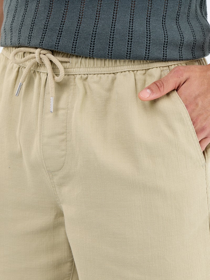 Bermuda de felpa ligera con cordones ajustables Beige - Kiabi