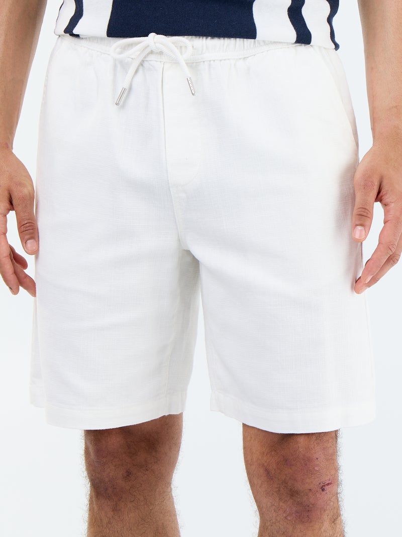 Bermuda de felpa ligera con cordones ajustables Blanco - Kiabi