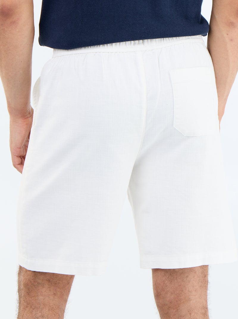 Bermuda de felpa ligera con cordones ajustables Blanco - Kiabi