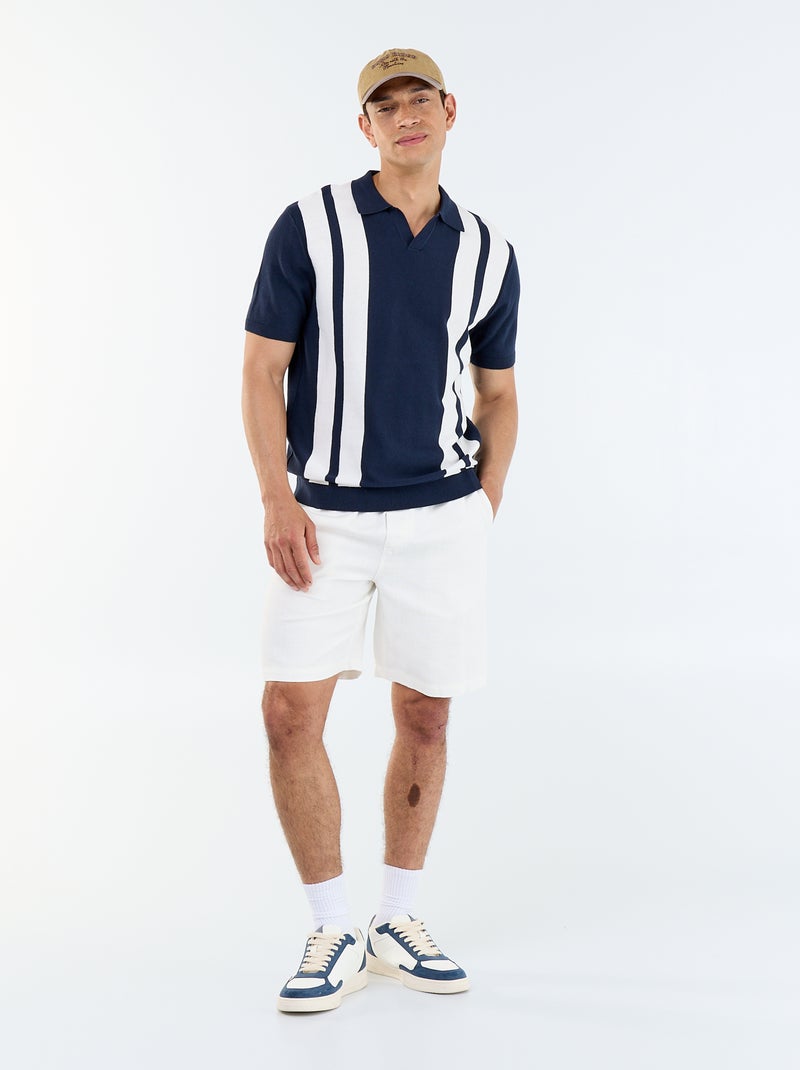 Bermuda de felpa ligera con cordones ajustables Blanco - Kiabi