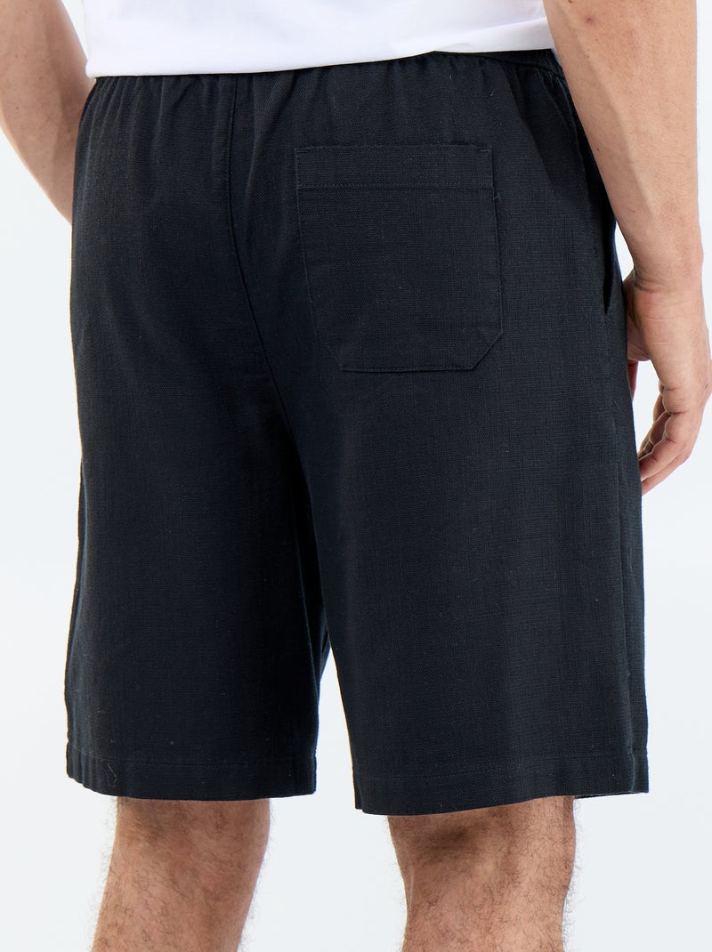 Bermuda de felpa ligera con cordones ajustables Negro - Kiabi