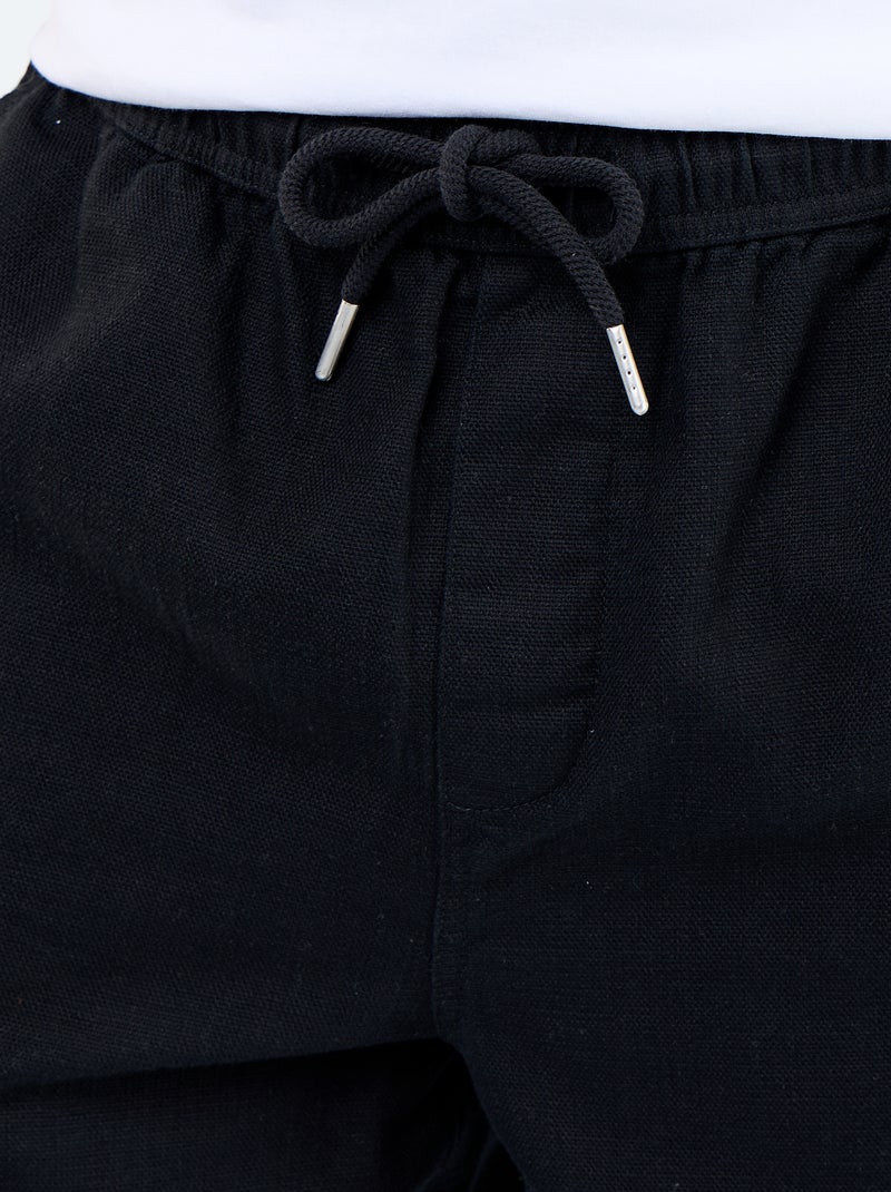 Bermuda de felpa ligera con cordones ajustables Negro - Kiabi