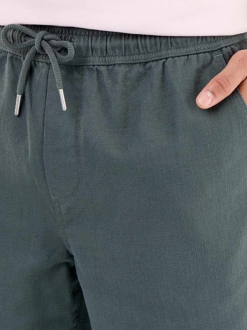 Bermuda de felpa ligera con cordones ajustables Verde - Kiabi