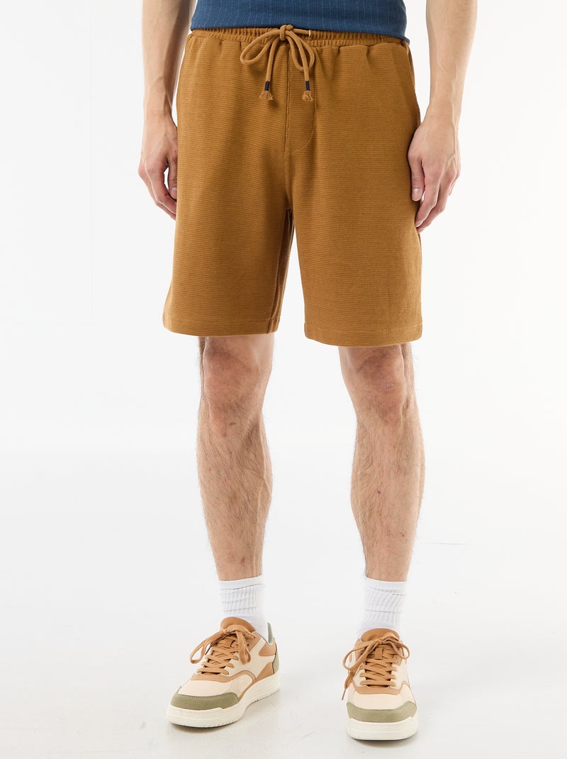 Bermuda de felpa ligera (felpa) Beige - Kiabi