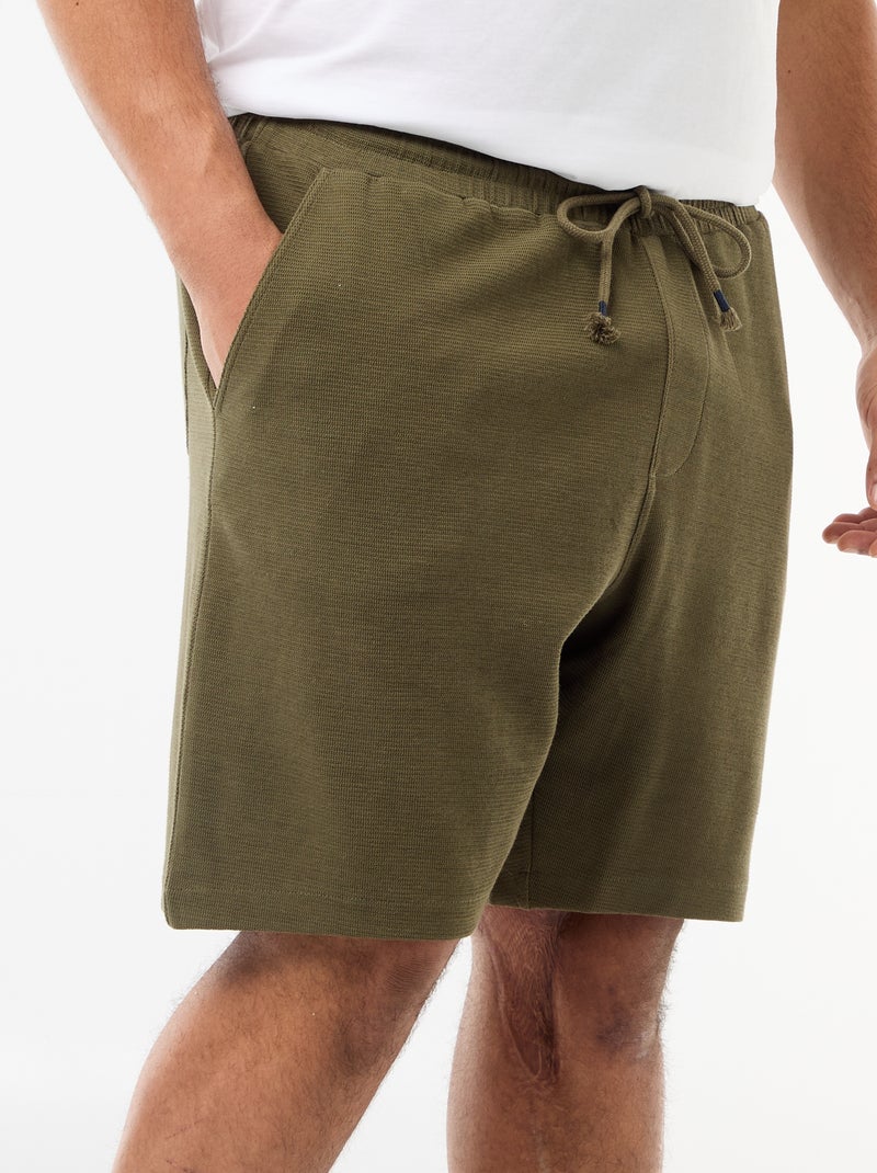 Bermuda de felpa ligera Kaki - Kiabi
