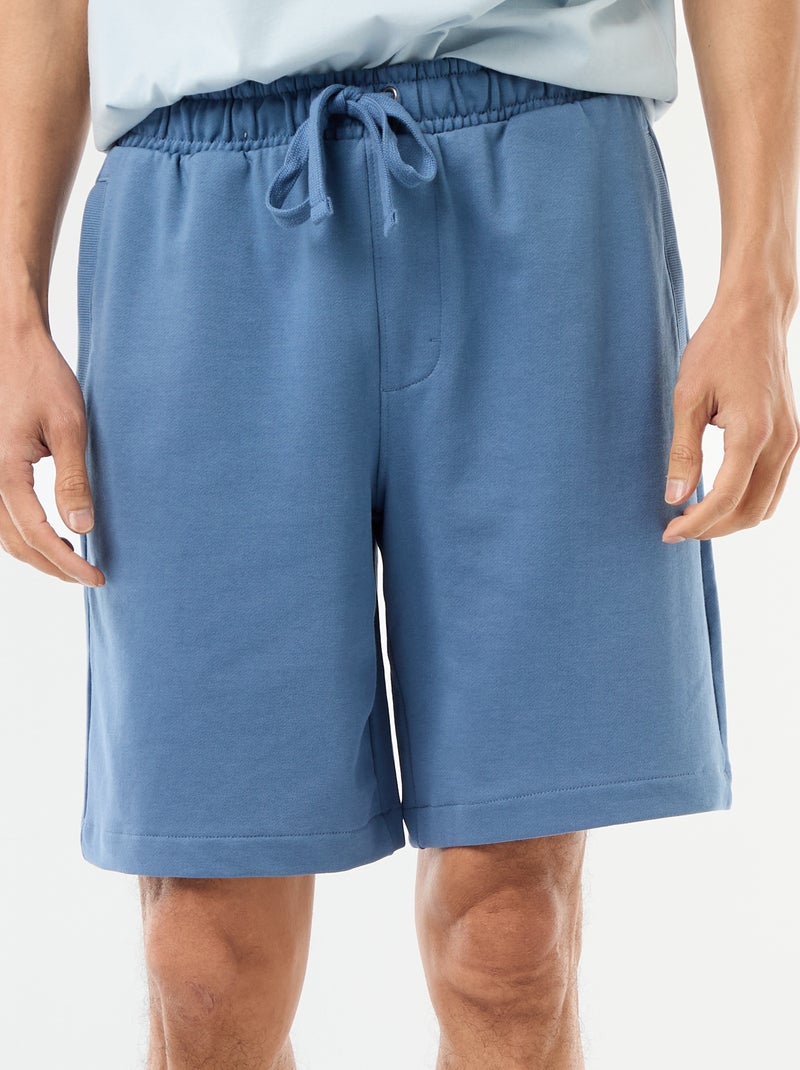Bermuda de felpa ligera liso Azul - Kiabi