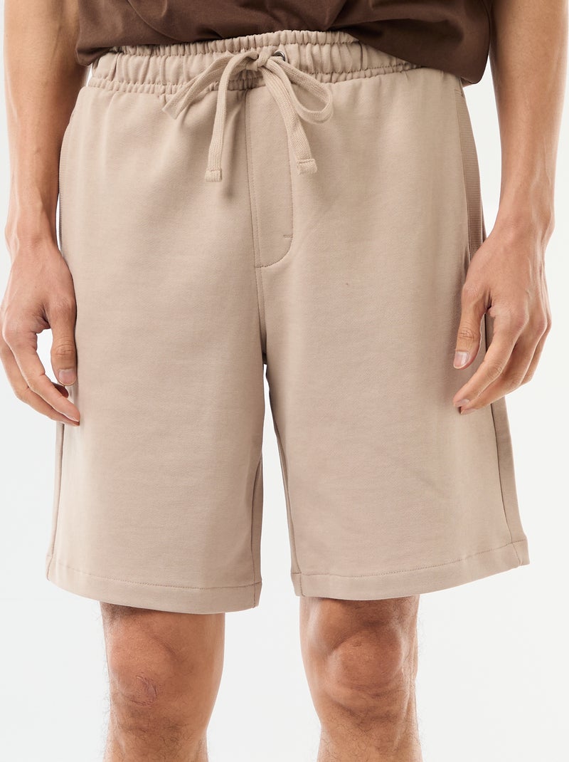 Bermuda de felpa ligera liso Beige - Kiabi