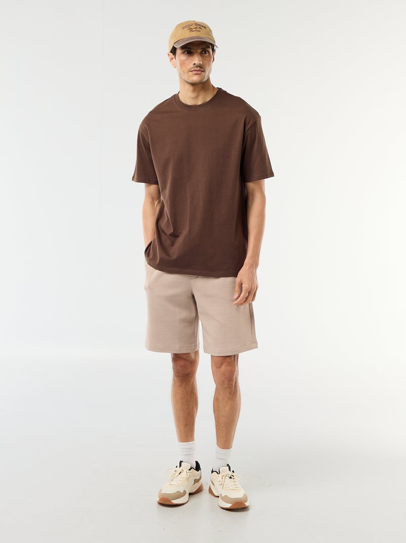 Bermuda de felpa ligera liso Beige - Kiabi
