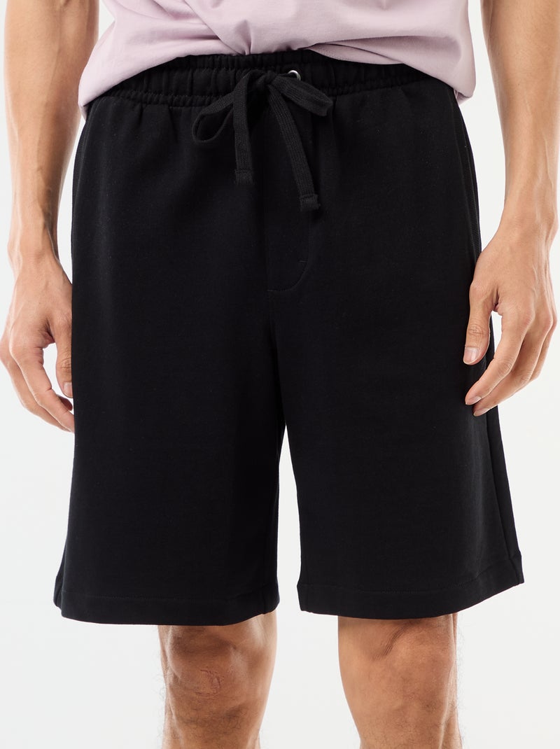 Bermuda de felpa ligera liso Negro - Kiabi