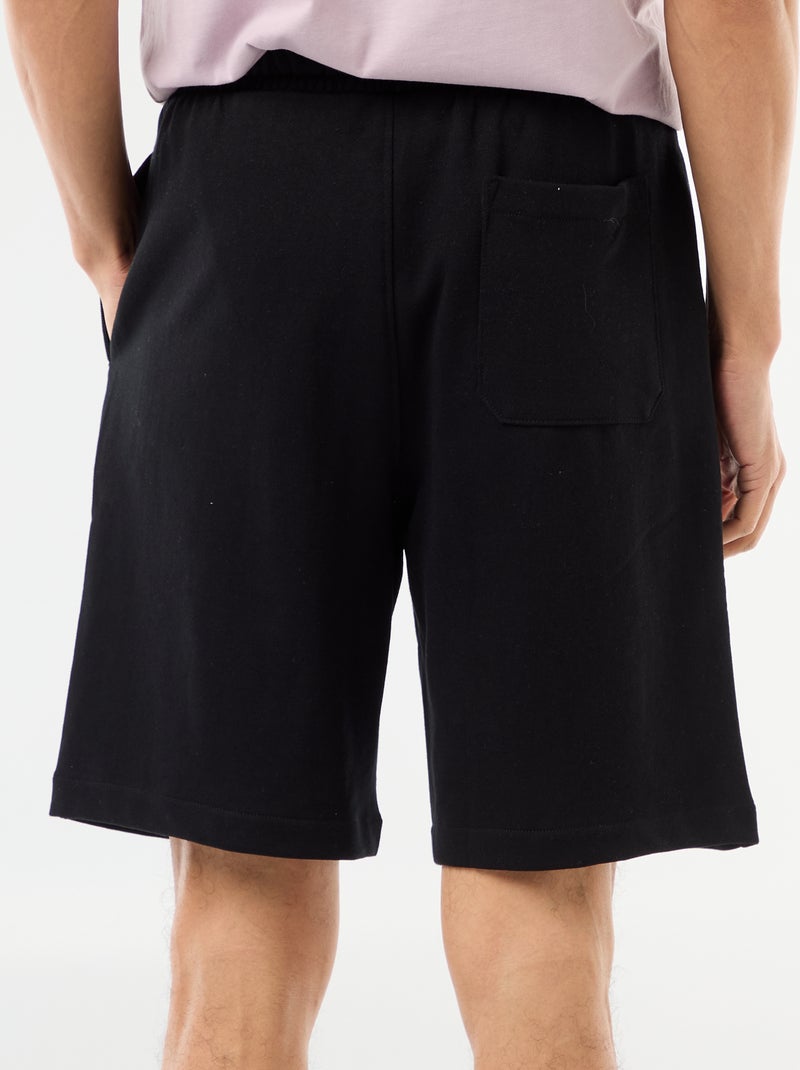 Bermuda de felpa ligera liso Negro - Kiabi
