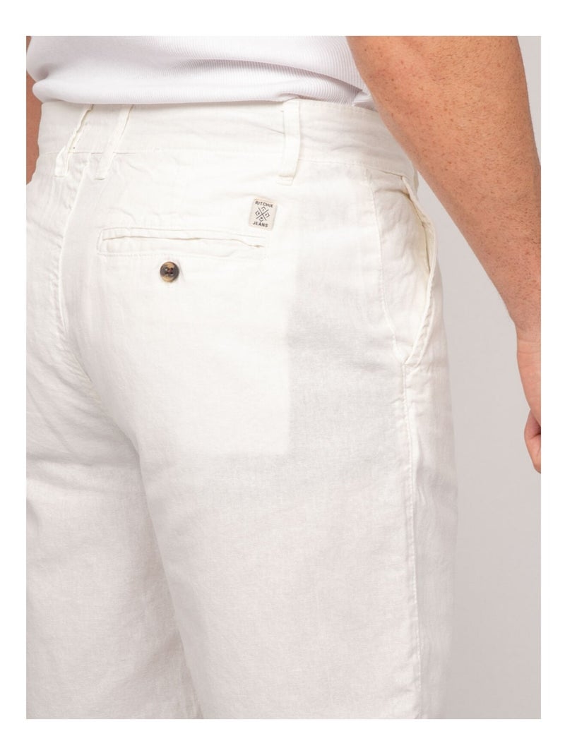 Bermuda de lino BAYPLUM Blanco - Kiabi