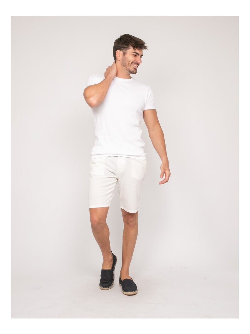 Bermuda de lino BAYPLUM Blanco - Kiabi