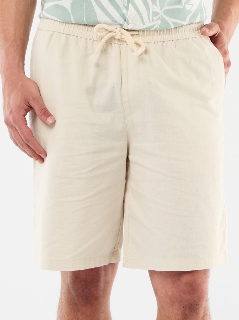 Bermuda de lino mezclado Beige - Kiabi