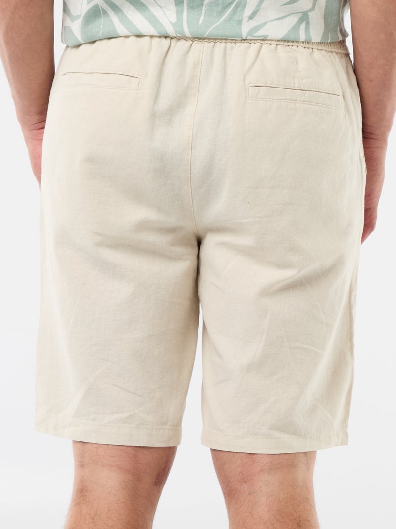 Bermuda de lino mezclado Beige - Kiabi