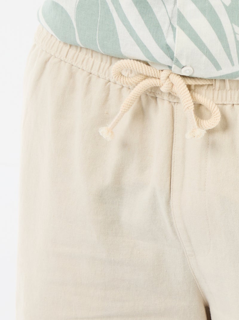 Bermuda de lino mezclado Beige - Kiabi