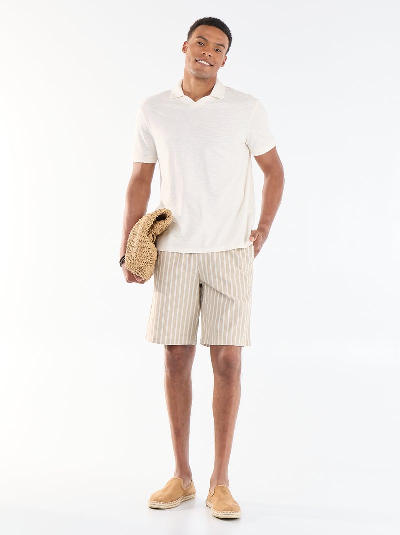 Bermuda de lino mezclado Beige - Kiabi