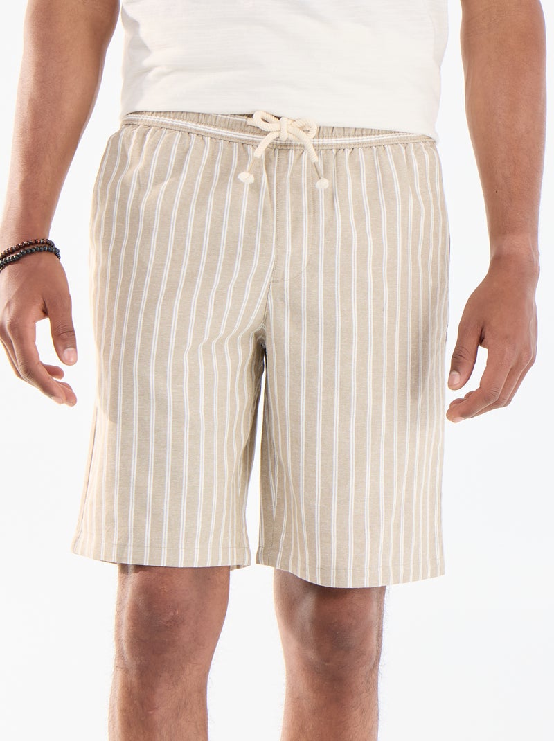 Bermuda de lino mezclado Beige - Kiabi
