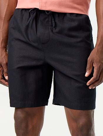 Bermuda de lino mezclado liso