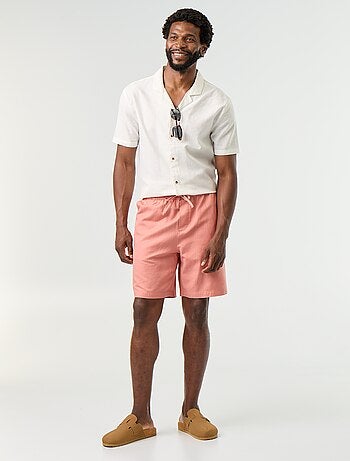 Bermuda de lino mezclado liso