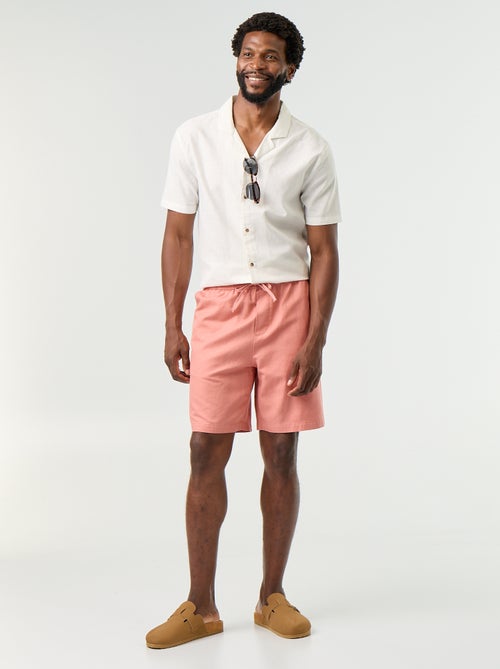 Bermuda de lino mezclado liso - Kiabi Bermuda de lino mezclado liso - Kiabi
