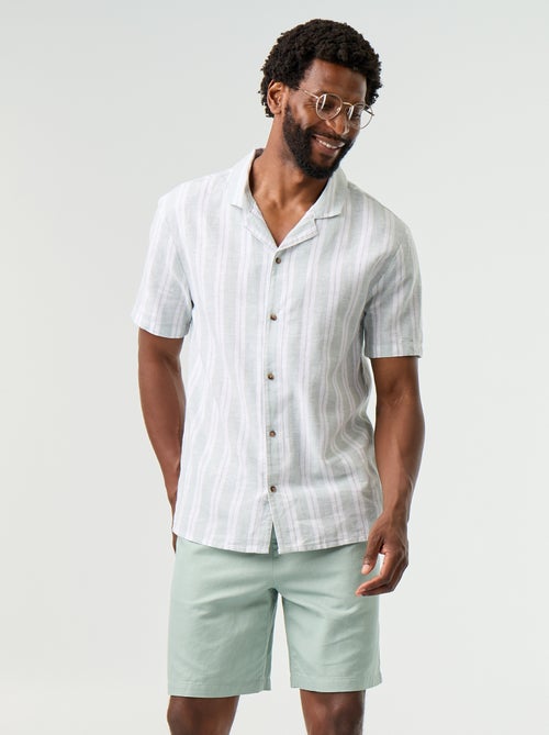 Bermuda de lino mezclado liso - Kiabi Bermuda de lino mezclado liso - Kiabi