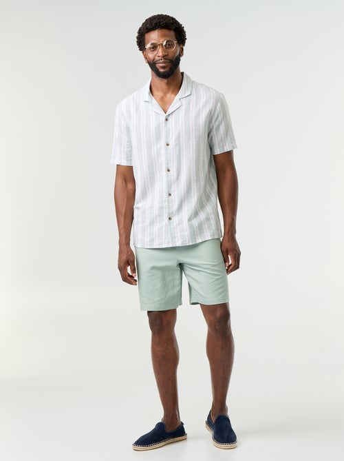 Bermuda de lino mezclado liso - Kiabi Bermuda de lino mezclado liso - Kiabi
