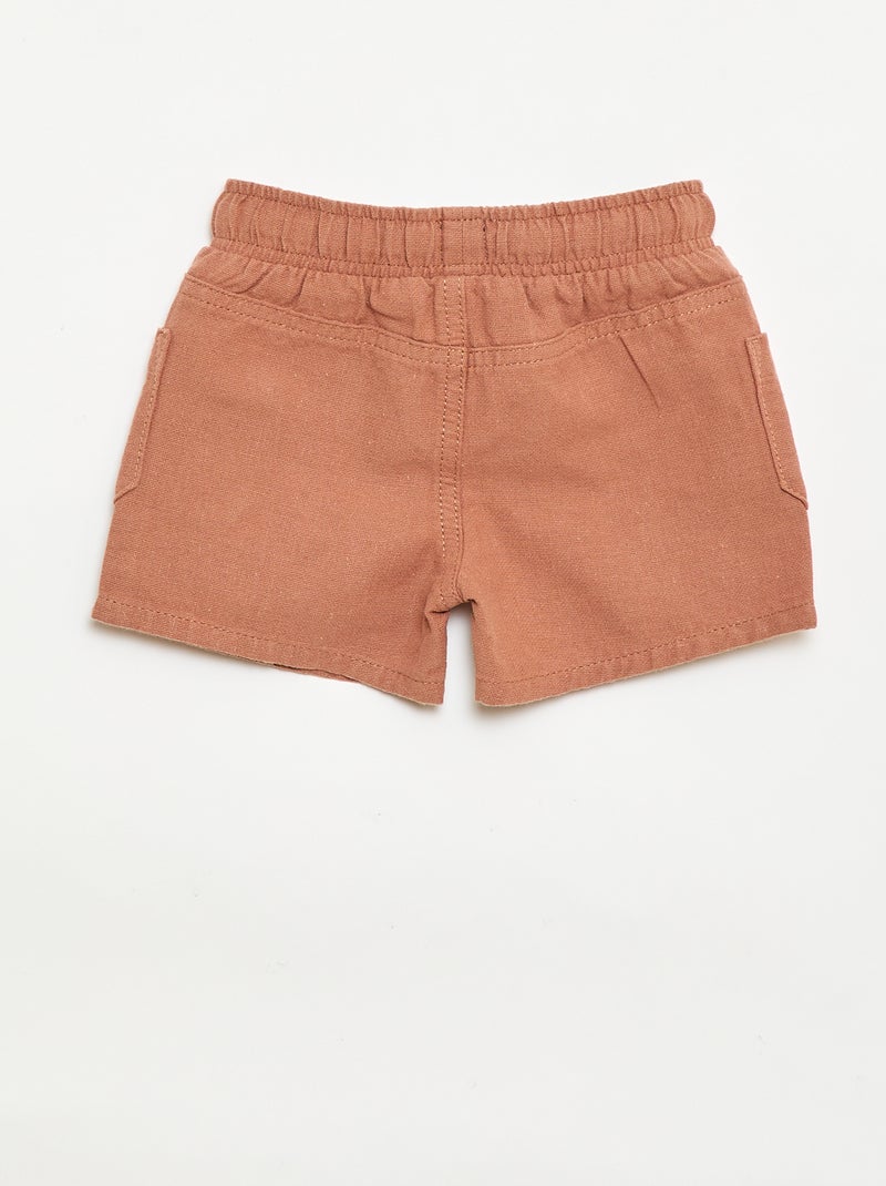 Bermuda de lino mezclado Marron - Kiabi