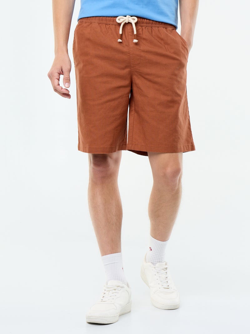 Bermuda de lino mezclado Marron - Kiabi