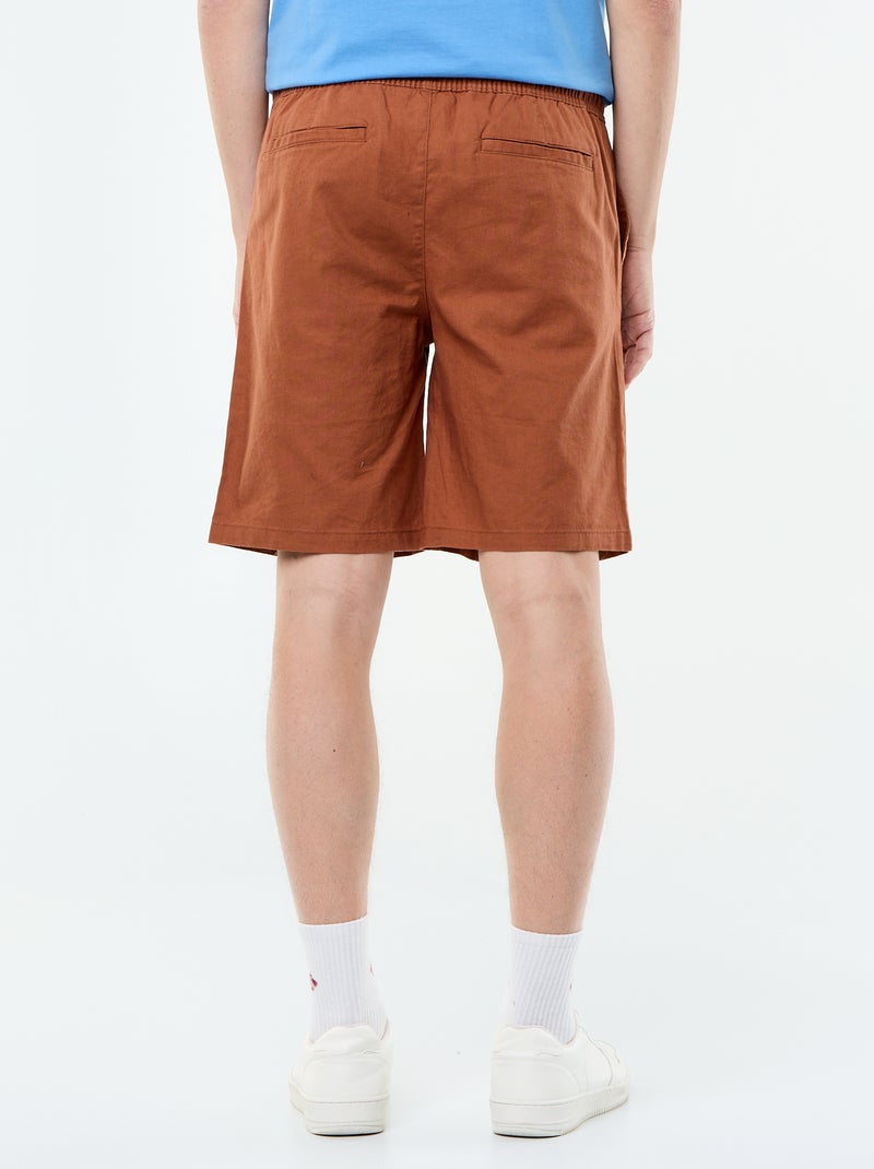Bermuda de lino mezclado Marron - Kiabi