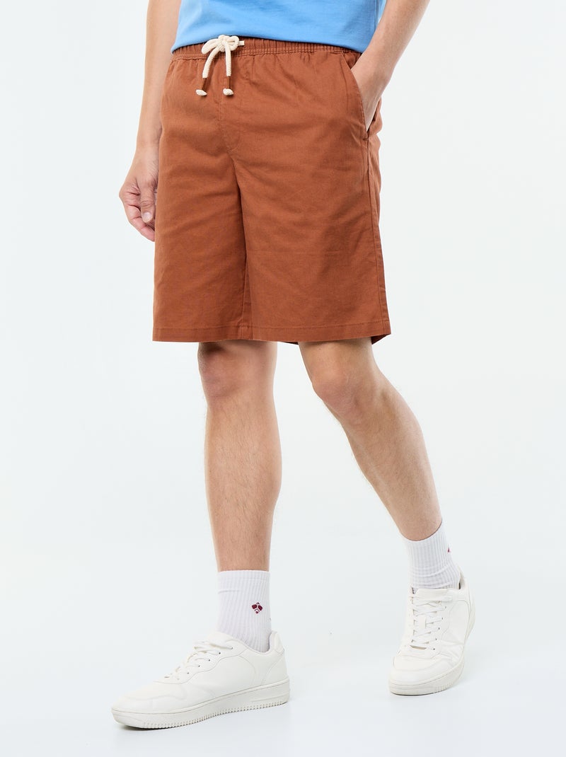 Bermuda de lino mezclado Marron - Kiabi
