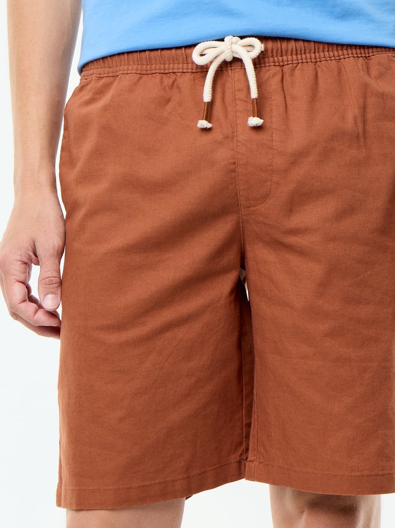 Bermuda de lino mezclado Marron - Kiabi