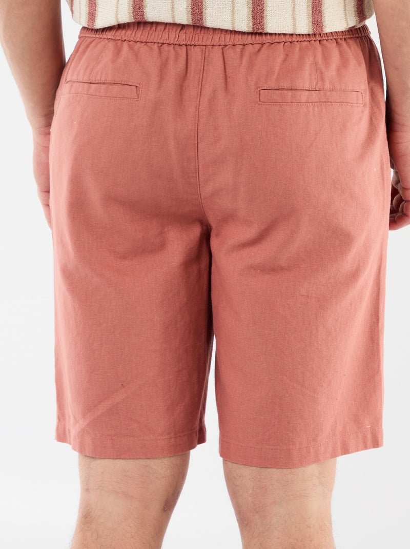 Bermuda de lino mezclado Rosa - Kiabi