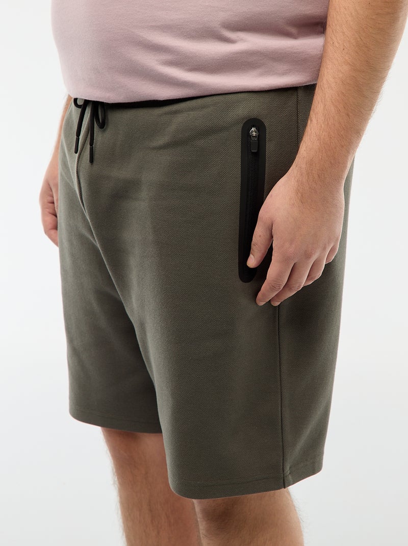 Bermuda de piqué de algodón Kaki - Kiabi