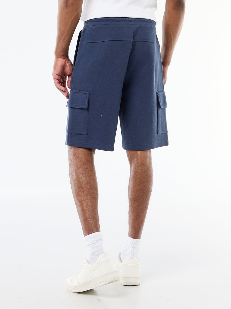 Bermuda de piqué de algodón multibolsillos Azul - Kiabi