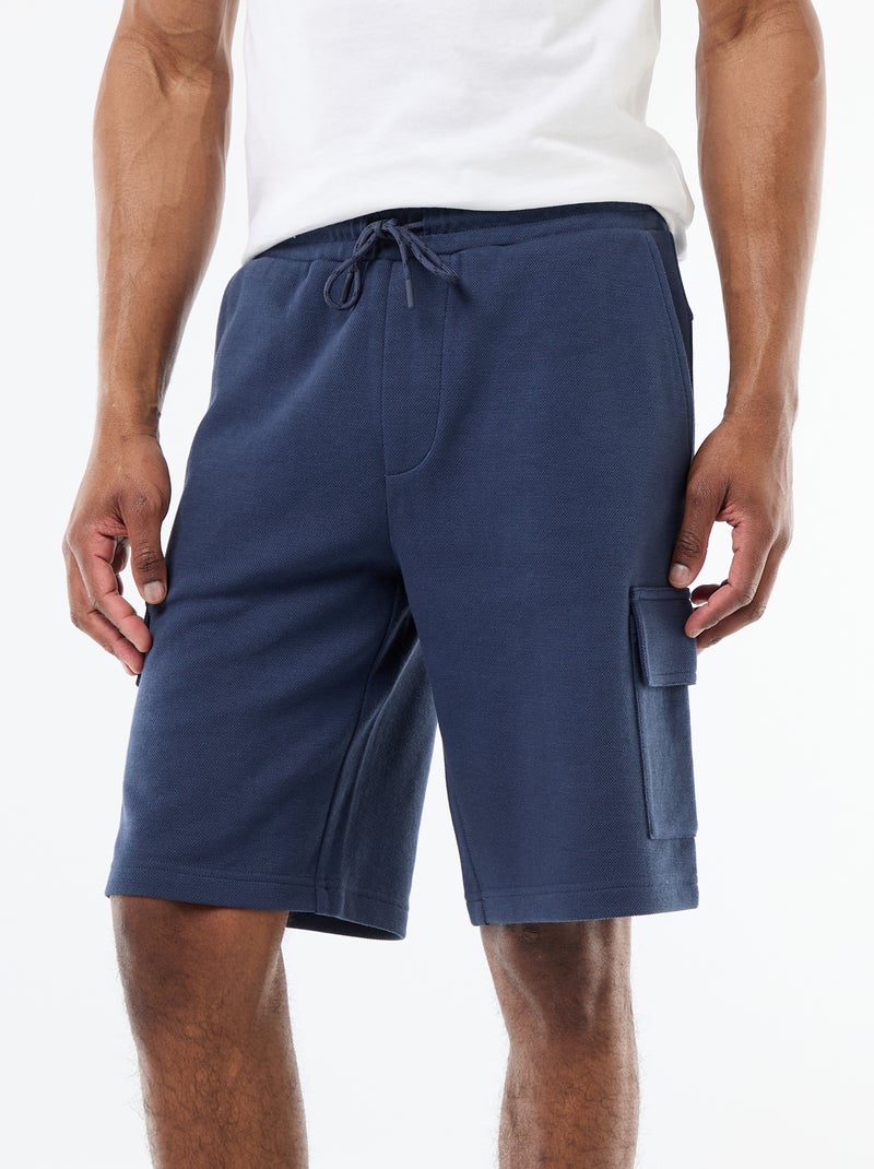 Bermuda de piqué de algodón multibolsillos Azul - Kiabi