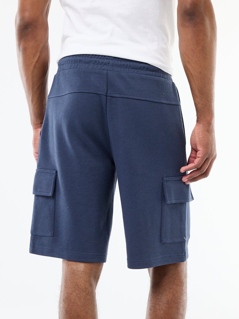 Bermuda de piqué de algodón multibolsillos Azul - Kiabi